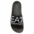 Womens Shiny Black Visibility Logo Slides 38142 by EA7 from Hurleys