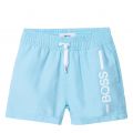 Toddler Sea Green Branded Leg Swim Shorts 83923 by BOSS from Hurleys