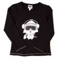 Girls Black Cat L/s Tee Shirt