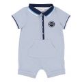 Baby Pale Blue Tipped Polo S/s Romper 19621 by BOSS from Hurleys