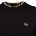 Mens Black/Champagne Classic Crew Knitted Jumper 77419 by Fred Perry from Hurleys