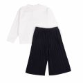 Girls Cream/Navy Sequin Girl Top + Culottes Set 74961 by Mayoral from Hurleys