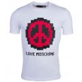 Mens Optical White Pixel Peace Slim S/s T Shirt 17879 by Love Moschino from Hurleys