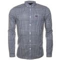 Mens French Navy Distorted Gingham L/s Shirt