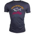 Paul & Shark Mens Grey Tri Colour Logo Shark Fit T Shirt 13681 by Paul And Shark from Hurleys