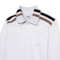 Kids White Stripe L/s Polo Shirt 111185 by BOSS from Hurleys