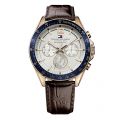 Mens Brown/Rose Gold Luke Leather Watch 44222 by Tommy Hilfiger from Hurleys