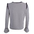 Casual Womens Blue Idindy Stripe Knitted Top 28565 by BOSS from Hurleys