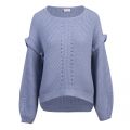 Womens Ashley Blue Viblu Ruffle Sleeve Knitted Jumper 57667 by Vila from Hurleys