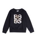 Girls Navy Branded Sweat Top 94424 by BOSS from Hurleys