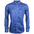 Mens Blue Western Denim L/s Shirt