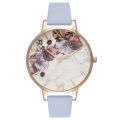 Womens Chalk Blue & Rose Gold Marble Florals Watch 27965 by Olivia Burton from Hurleys