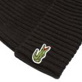 Mens Black Branded Roll Back Knitted Hat 94463 by Lacoste from Hurleys