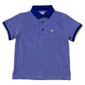 Boys Blue Melange Contrast Collar S/s Polo Shirt