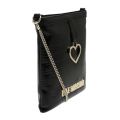 Womens Black Croc Heart Phone Crossbody Bag 95802 by Love Moschino from Hurleys