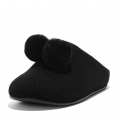 Womens All Black Chrissie Pom Pom Slippers 95176 by FitFlop from Hurleys