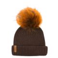 Womens Chocolate/Tiger Wool Hat With Pom 31556 by BKLYN from Hurleys