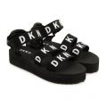 Girls Black Logo Flatform Sandals (30-37) 86112 by DKNY from Hurleys