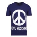 Mens Electric Blue Branded Peace S/s T Shirt 56807 by Love Moschino from Hurleys
