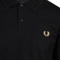 Mens Black Striped Cuff S/s Polo Shirt 108320 by Fred Perry from Hurleys