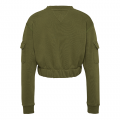 Womens Olive Utility Crop Sweat Top