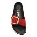 Womens Fire Red Leather Oiled Madrid Big Buckle Sandals