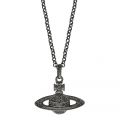 Mens Ruthenium/Black Mini Bas Relief Orb Pendant Necklace 94287 by Vivienne Westwood from Hurleys