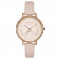 Womens Pink & Rose Gold Bow Dial Leather Strap Watch 19256 by Ted Baker from Hurleys
