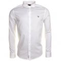 Mens White Textured L/s Shirt 61291 by Armani Jeans from Hurleys