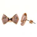 Womens Rose Gold & Baby Pink Ediee Bow Studs