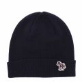Mens Navy Zebra Beanie Hat 35676 by PS Paul Smith from Hurleys