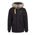Mens Black Right Hand Fur Hooded Coat 48913 by Parajumpers from Hurleys