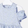Girls Blue Daisy Stripe Off-Shoulder Top 58295 by Mayoral from Hurleys