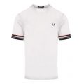 Mens Snow White Stripe Cuff S/s T Shirt 42967 by Fred Perry from Hurleys