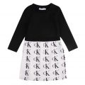 Girls Black/White Pleated Logo Dress 76976 by Calvin Klein from Hurleys
