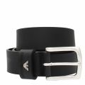 Mens Black Branded Belt 55639 by Emporio Armani from Hurleys