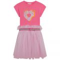 Girls Neon Pink Heart Net Skirt Dress 104403 by Billieblush from Hurleys