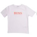 Boss Boys White & Orange Big Logo S/s Tee Shirt