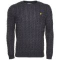 Mens Charcoal Marl Crew Cable Knitted Jumper 7559 by Lyle & Scott from Hurleys