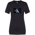 Womens CK Black Flocked Monogram Slim Fit S/s T Shirt 34664 by Calvin Klein from Hurleys