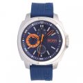 Watches Mens Blue Dial Silicone Strap Watch
