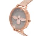 Womens Rose Gold Mesh & Grey Dial 3D Bee Watch 26029 by Olivia Burton from Hurleys