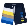 Toddler Navy Stripe Leg Swim Shorts 105223 by BOSS from Hurleys