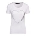 Womens Optical White Crystal Heart Slim Fit S/s T Shirt 89136 by Love Moschino from Hurleys