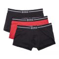 Mens Black/Red 3 Pack Organic Trunks 98841 by BOSS from Hurleys