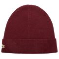 Mens Maroon Knitted Hat 14639 by Lacoste from Hurleys