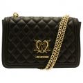 Womens Black Quilted Logo Shoulder Bag 17988 by Love Moschino from Hurleys