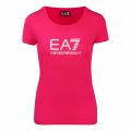 Womens Bright Pink Train Shiny Logo S/s T Shirt 57494 by EA7 from Hurleys