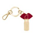 Womens Gold & Red Lip & Lipstick Keyring 27794 by Lulu Guinness from Hurleys