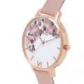 Womens Dusty Pink & Rose Gold Enchanted Garden Watch 10075 by Olivia Burton from Hurleys